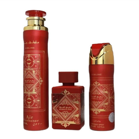 Bade'e Al Oud Sublime zestaw woda perfumowana spray 100ml + dezodorant spray 200ml + odświeżacz powietrza 300ml