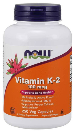 Now Foods Witamina K2 MK4 100 mcg i Lucerna 250 kaps.