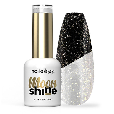 Nailsology Moon Shine brokatowy top hybrydowy Srebrny 8ml
