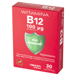 Nexon Witamina B12 100μg wspiera prawidłowe funkcjonowanie organizmu 30 kaps.