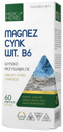 Medica Herbs Magnez + Cynk + Witamina B6 na wsparcie odporności 60 kaps.