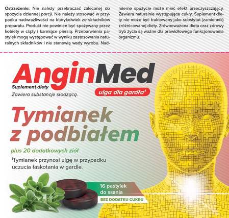AnginMed Tymianek z Podbiałem na gardło 16 pastylek