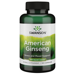 SWANSON American Ginseng - Żeń-szeń Amerykański 550 mg (100 kaps.)