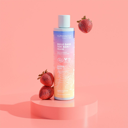 Alphanova Kids Bio, Płyn do kąpieli, Truskawkowy, 250 ml