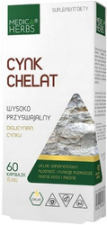 Medica Herbs Cynk Chelat 15mg na wsparcie odporności 60 kaps.