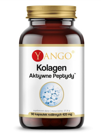 Yango Kolagen Aktywne Peptydy Kolagen typu I i III + witamina C wsparcie dla pięknej skóry, mocnych włosów i paznokci 90 kaps.
