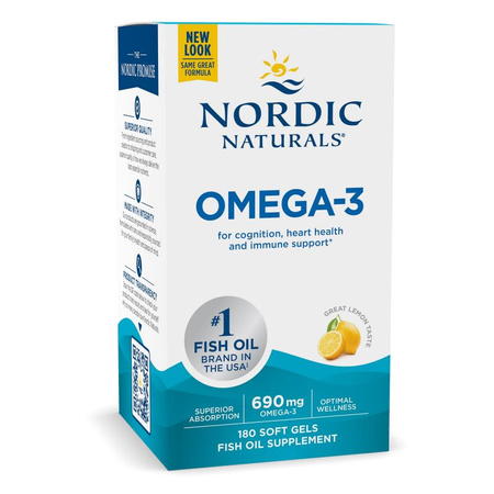 Nordic Naturals Omega-3 690mg 180 kaps. smak cytryna