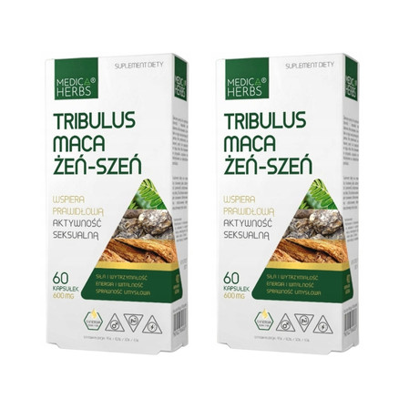 Zestaw 2x MEDICA HERBS Tribulus, Maca, Żeń-szeń 60 kaps.
