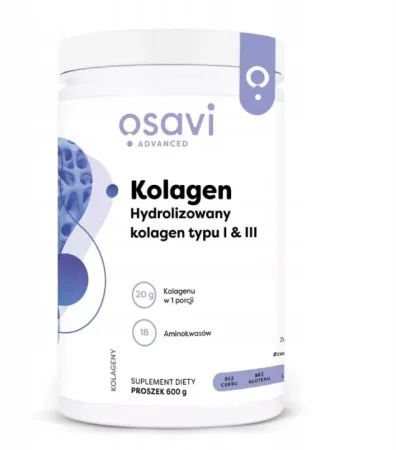 Osavi Kolagen Hydrolizowany Typu I & III, smak Malina 600g