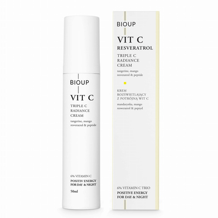 Bioup Krem rozświetlający z potrójną wit C, resveratrolem i peptydem Vit C + Resveratrol 50ml
