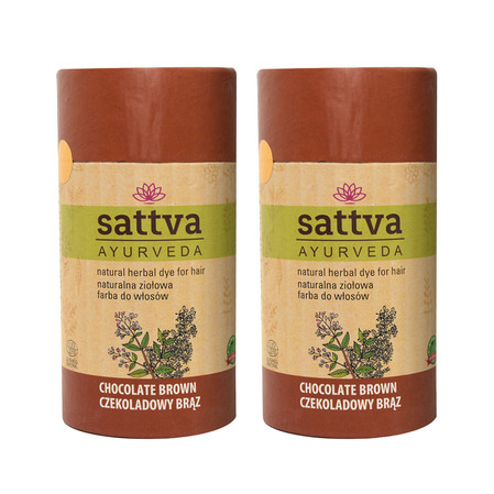 Zestaw: 2x Sattva - Henna Naturalna ziołowa farba do włosów Czekoladowy Brąz 150g