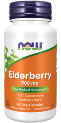 NOW FOODS Elderberry 500 mg Bez Czarny (60 kaps.)