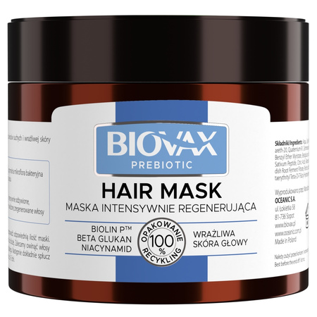 L`BIOTICA Biovax Prebiotic Maska intensywnie regenerująca do wrażliwej skóry głowy 250ml