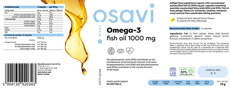 Osavi Omega-3 Olej Rybi 1000mg  – 60 kaps.