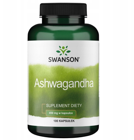 Swanson Ashwagandha 450 mg wpływa na poprawę nastroju i samopoczucia 100 kaps.
