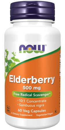 NOW FOODS Elderberry 500 mg Bez Czarny (60 kaps.)