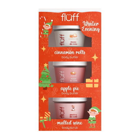 Winter Evening zestaw peeling do ciała Grzane Wino 100ml + masło do ciała Szarlotka 100ml + masło do ciała Bułeczki Cynamonowe 100ml