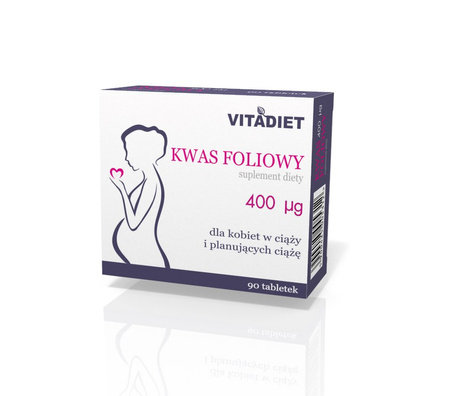 Vitadiet Kwas Foliowy 400Mcg 90 T. Dla Ciężarnych