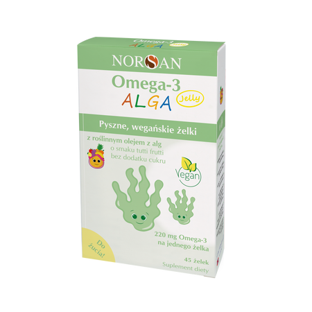 Norsan Omega-3 ALGA Jelly dla dzieci 45 żelek smak tutti frutti