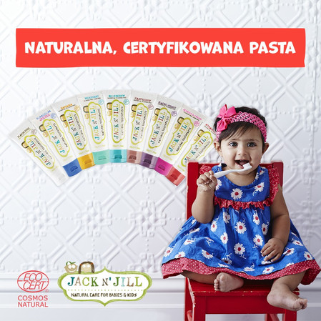 Jack N' Jill, Naturalna pasta do zębów dla dzieci o smaku czarnej porzeczki bez fluoru, 6m+, 50 g