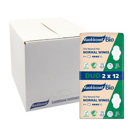 Vuokkoset, BIO, NORMAL WINGS, Podpaski ze skrzydełkami, DUOPACK (2 x 12 szt.)