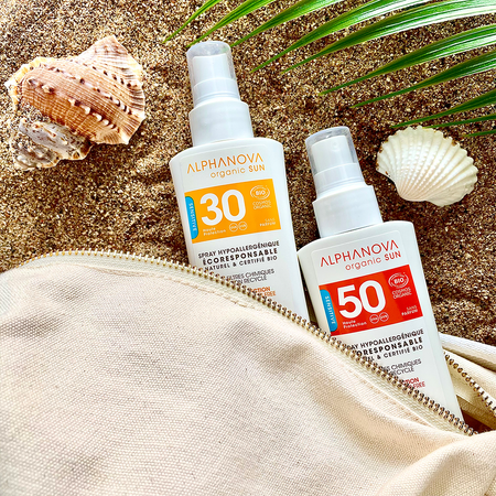Alphanova Sun Bio, Spray z filtrem SPF50, wersja podróżna, 90g
