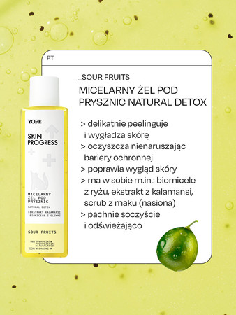 Yope - Skin Progress Micelarny żel pod prysznic Natural Detos Sour Fruits 200ml