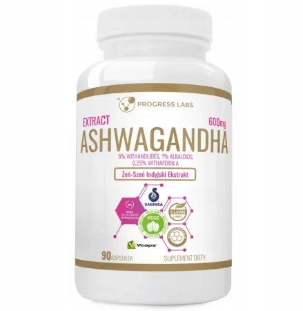 Progress Labs Ashwagandha Ekstrakt 600Mg 9% Witanolidów 90 Kaps.