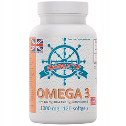 Navigator OMEGA 3 EPA 120mg DHA 180mg + WITAMINA E 120 kaps.