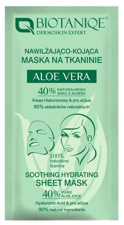 Biotaniqe, Aloe Vera, Nawilżająco-Kojąca Maska na Tkaninie, 15 ml