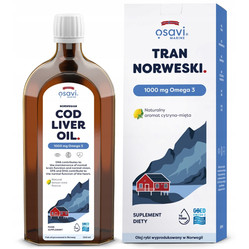 Osavi Tran Norweski, 1000mg Omega 3 kwasy tłuszczowe EPA i DHA 500 ml smak cytryna - mięta