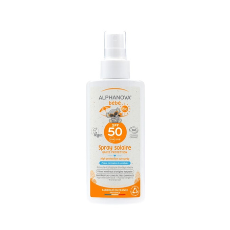 Alphanova Bebe, Przeciwsłoneczny Spray o wysokim filtrze SPF 50 SUN, 125ml