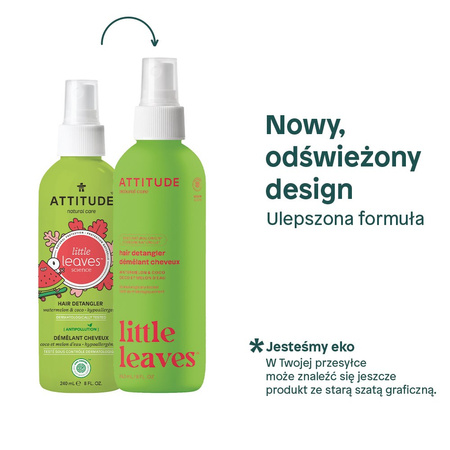 Attitude LITTLE LEAVES™, Spray do rozczesywania włosów o zapachu arbuza i kokosa, 240 ml
