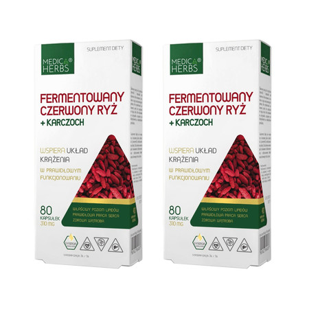 Zestaw 2x Medica Herbs Fermentowany Czerwony Ryż + Karczoch 80 kaps