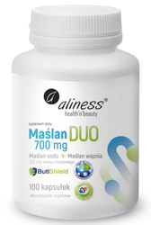 Aliness Maślan DUO 700mg (wapnia+sodu) 225mg kwasu masłowego 100 vege kaps.