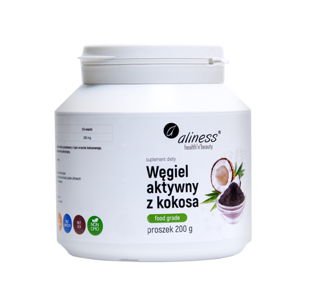 Aliness Węgiel aktywny z kokosa " FOOD GRADE" proszek 200 g