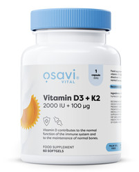 Osavi Vitamin D3 + K2, 2000IU + 100mcg - 60 kaps.