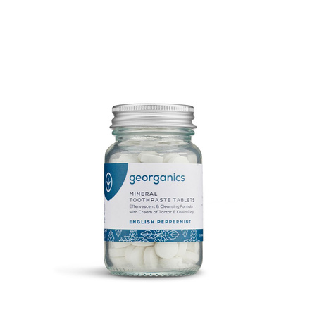 Georganics, Naturalne tabletki do mycia zębów, do codziennej pielęgnacji, smak mięty pieprzowej, 120 tabletek