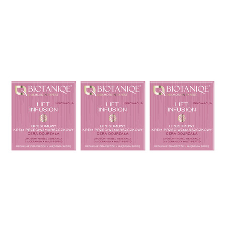 Zestaw: 3x Biotaniqe - Lift Infusion, Liposomowy Krem Przeciwzmarszczkowy 50+, 50 ml