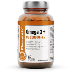 Pharmovit Omega 3 + Witamina D3 2000 IU + K2 60 kaps.