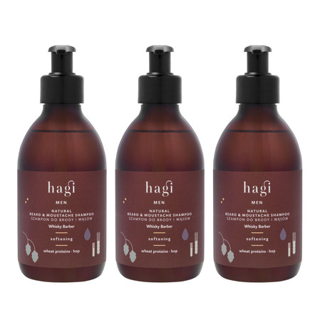 Zestaw: 3x Hagi Men - Naturalny Szampon do brody i wąsów Whisky Barber 300ml