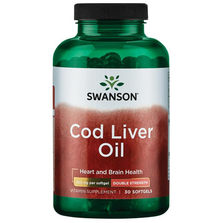 Swanson Cod Liver Oil Double-Strength Olej z wątroby dorsza 700 mg - 30 kaps.
