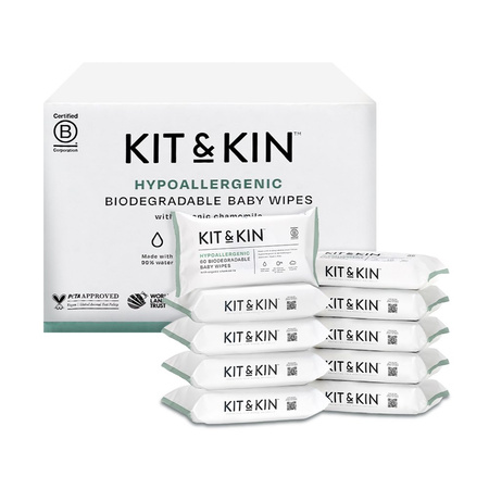 Kit & Kin, Chusteczki nawilżane dla dzieci, 60 szt.