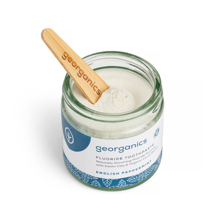 Georganics, Naturalna pasta do zębów w słoiku, z fluorem, do codziennej pielęgnacji, smak mięty pieprzowej, 60 ml