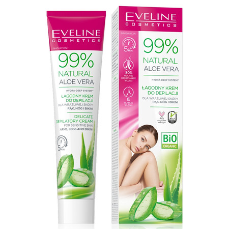 Eveline 99% Natural Aloe Vera Łagodny Krem do depilacji - skóra wrażliwa 125ml