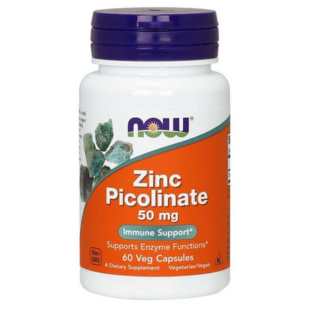 Now Foods Cynk Pikolinian 50mg na wsparcie odporności 60 kaps.
