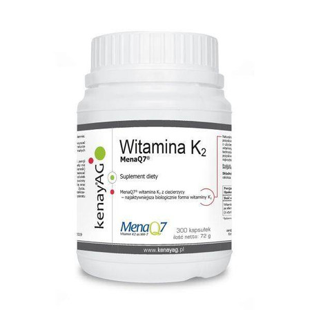 KENAY Witamina K2 MenaQ7® na wsparcie zdrowych kości i prawidłowego krzepnięcia krwi 300 kaps.