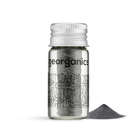 Georganics, Naturalna nić dentystyczna w szklanym opakowaniu Zero Waste, do codziennej pielęgnacji, z aktywnym węglem i fluorem, 50 m