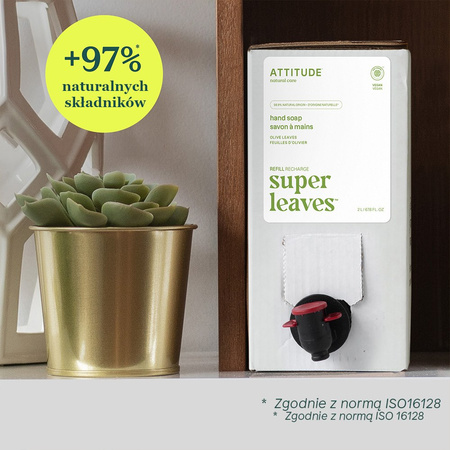 Attitude SUPER LEAVES™, Mydła do rąk w płynie o zapachu liści oliwnych, REFILL, 2 L