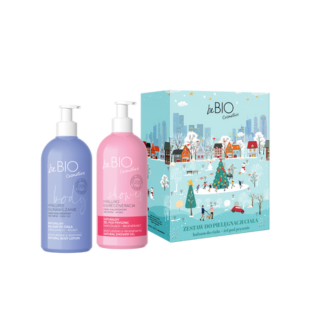 BeBio Zestaw do pielęgnacji ciała Hyaluro Żel pod prysznic bioRegeneracja 350ml + balsam bioNawilżenie 350ml